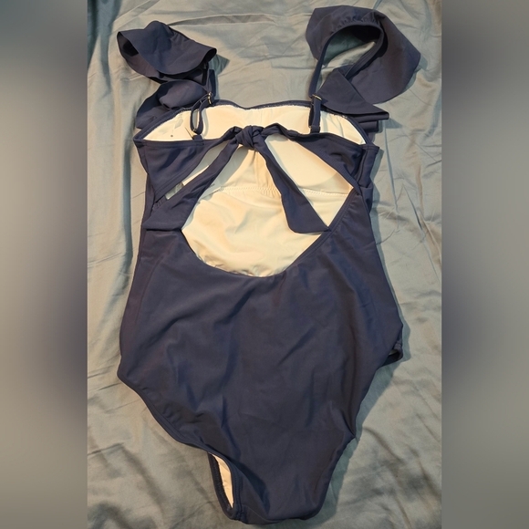 Ruffle Ruched Backless Tummy Control One-Piece Swimsuit #584 - Picture 3 of 8